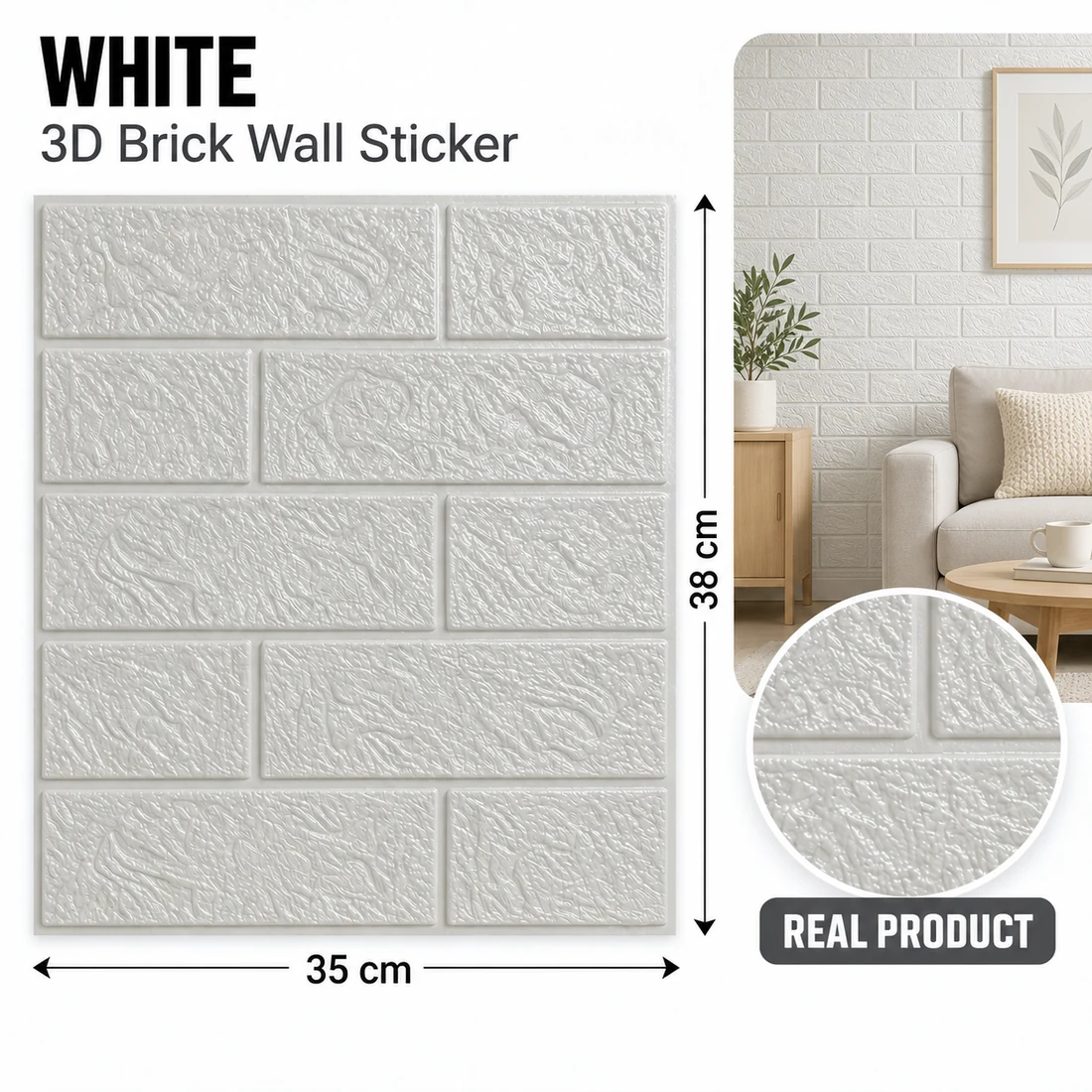 3D Foam Brick Wall Stickers; supplied product application or texture reference